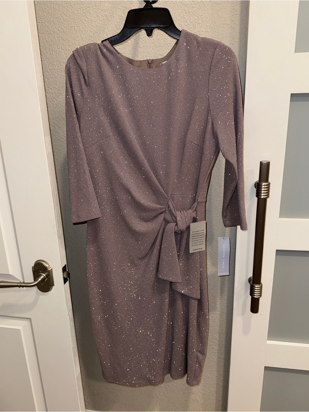 Sparkle Tie-Waist Midi Dress - Dusty Mauve, NWT, sz 6